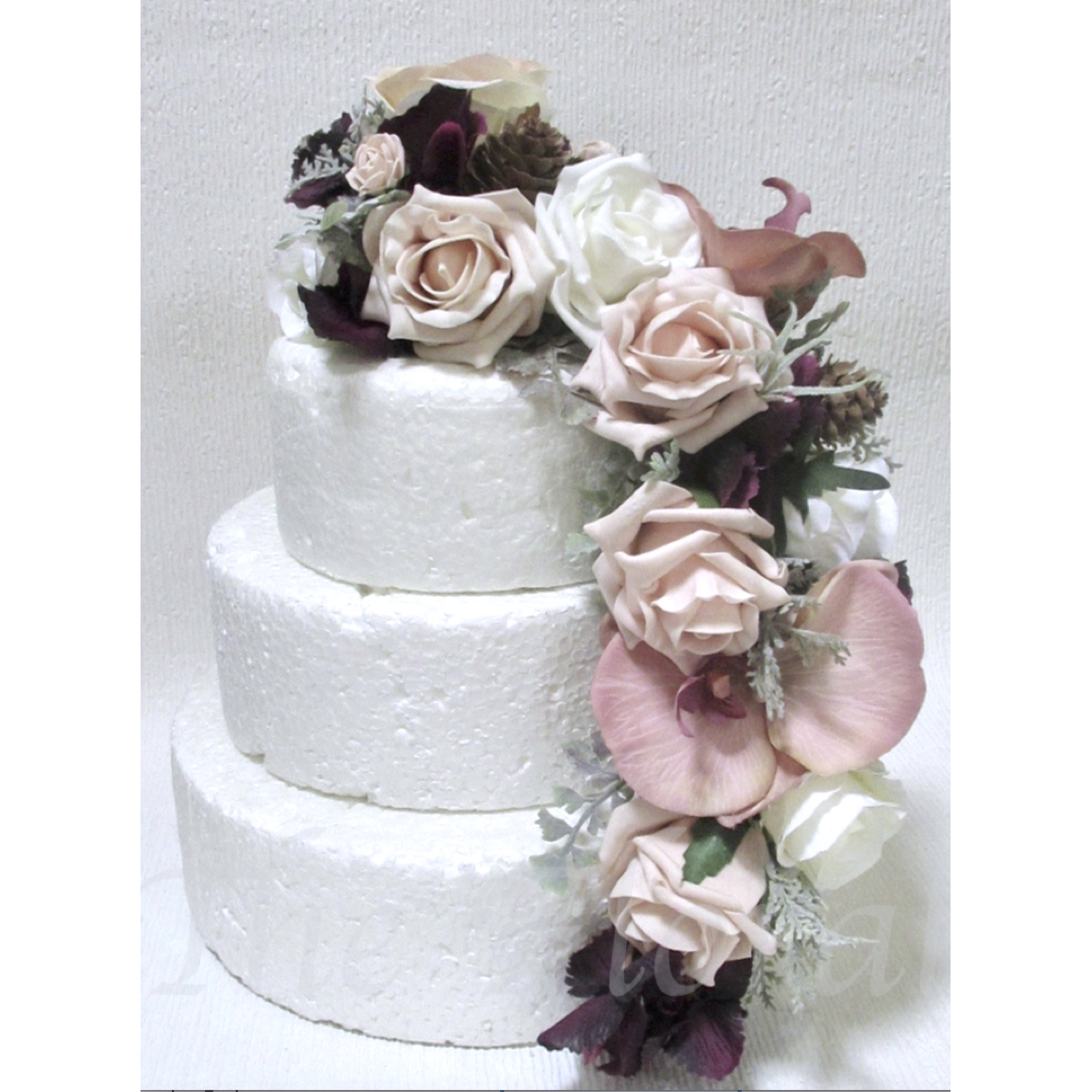 Pale Blush, Plum, Dusky Pink & ivory Cake Flowers